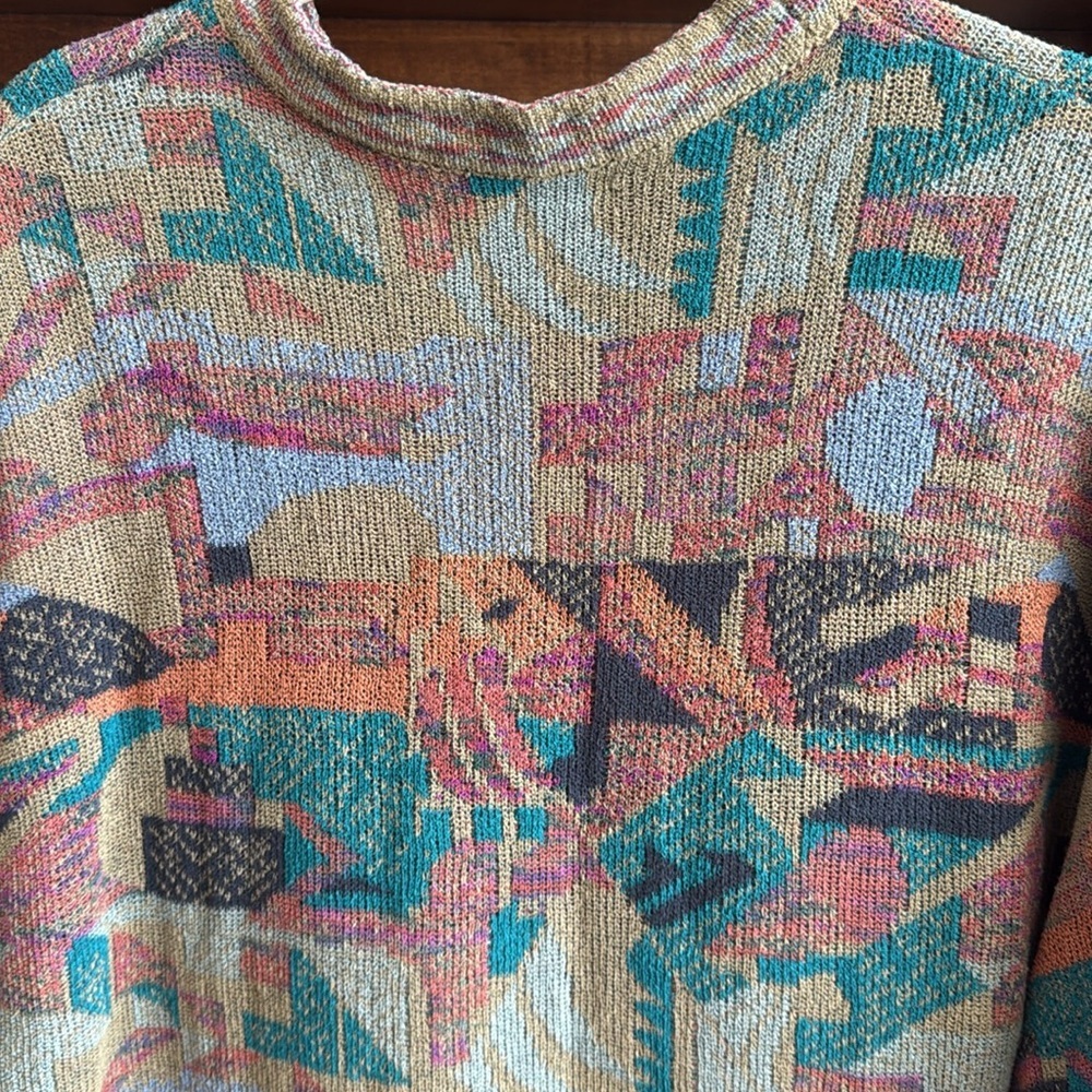 Vintage Italian made sweater colorful geometric Cosby vibes 80s 90s artsy M/L - Picture 8 of 11
